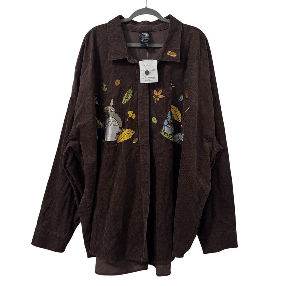 Studio Ghibli‎ My Neighbor Totoro Forest Embroidered Overshirt 5X Brown Anime
